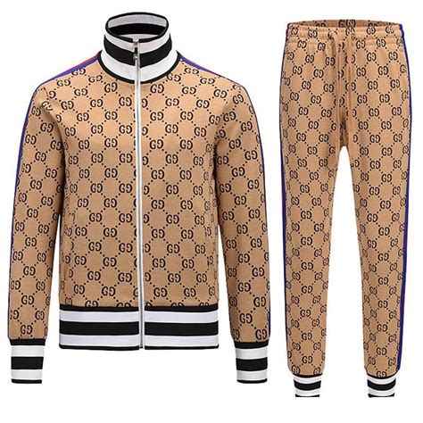 brown web gucci tracksuit|Gucci tracksuits for men.